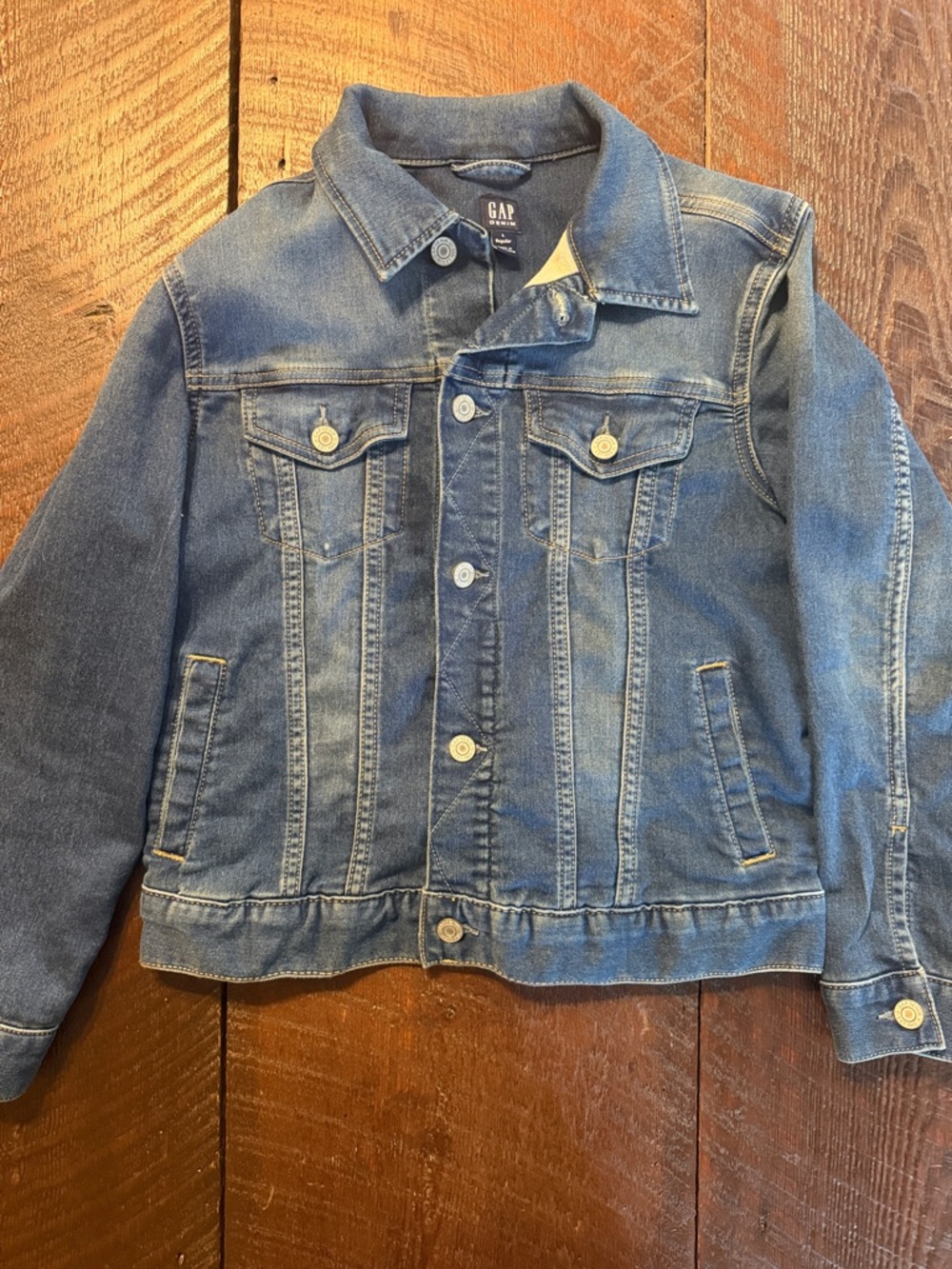 Gap Kids Boys Denim Jacket Medium Blue Jean Jacket Button Front Classic Layering